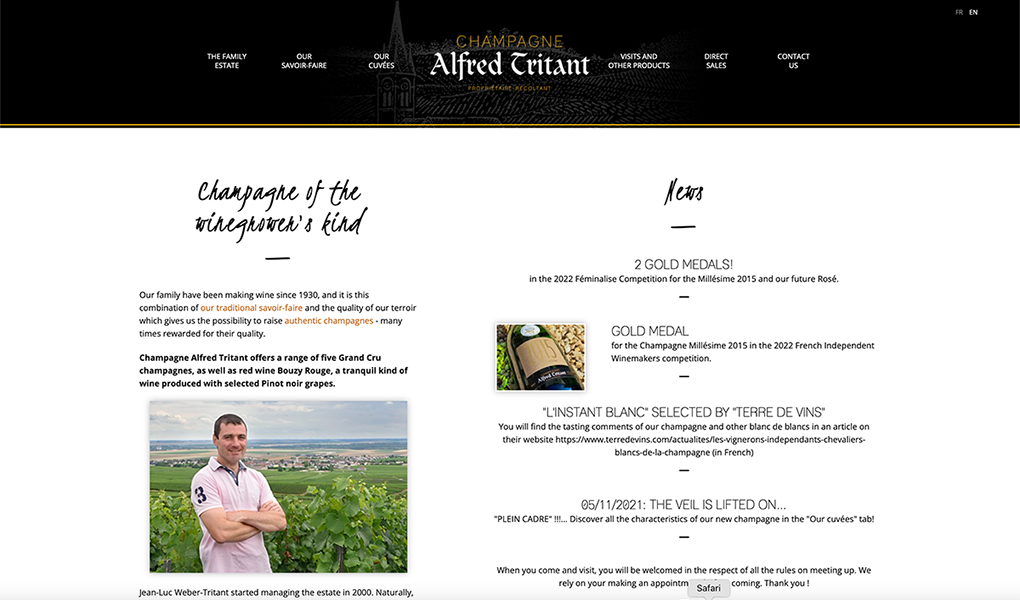 Translation of the Champagnes Alfred Tritant website