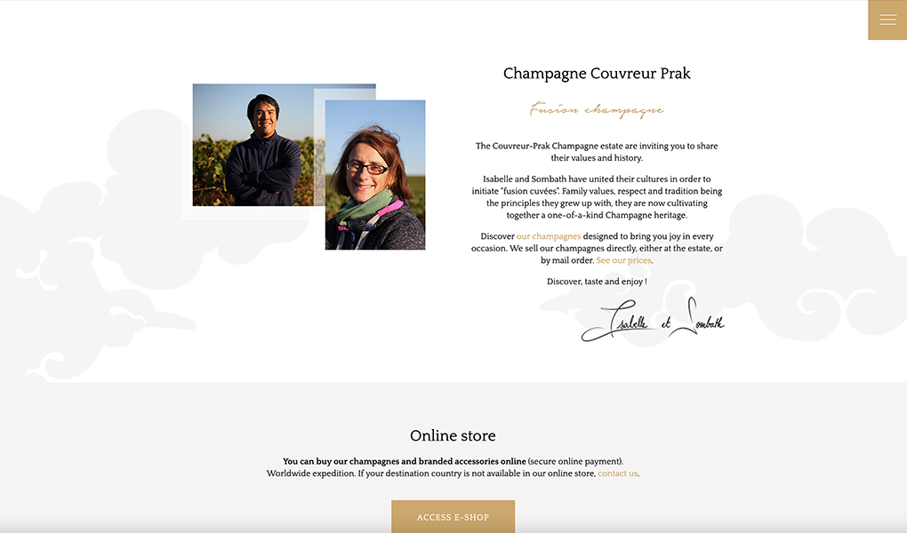 Translation of the Couvreur-Prak Champagnes website